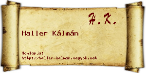 Haller Kálmán névjegykártya